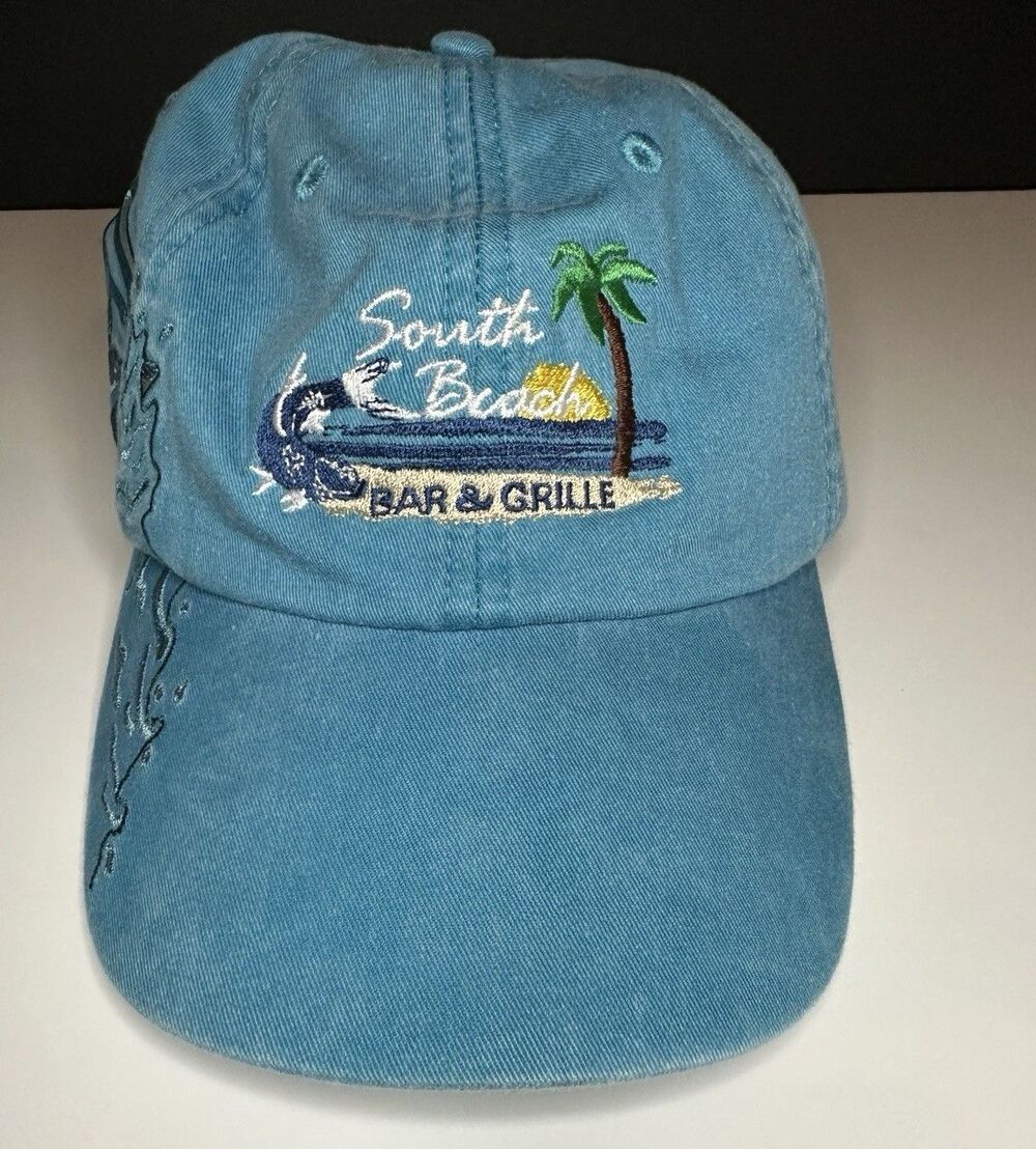 South Beach Bar & Grille ADAMS Cool Crown Teal blue green sport golf cap hat